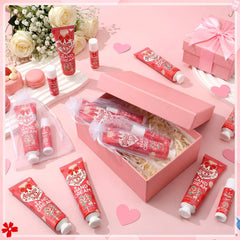Demissle bulk Galentine gift set showcases 36 hand creams and lip balms.