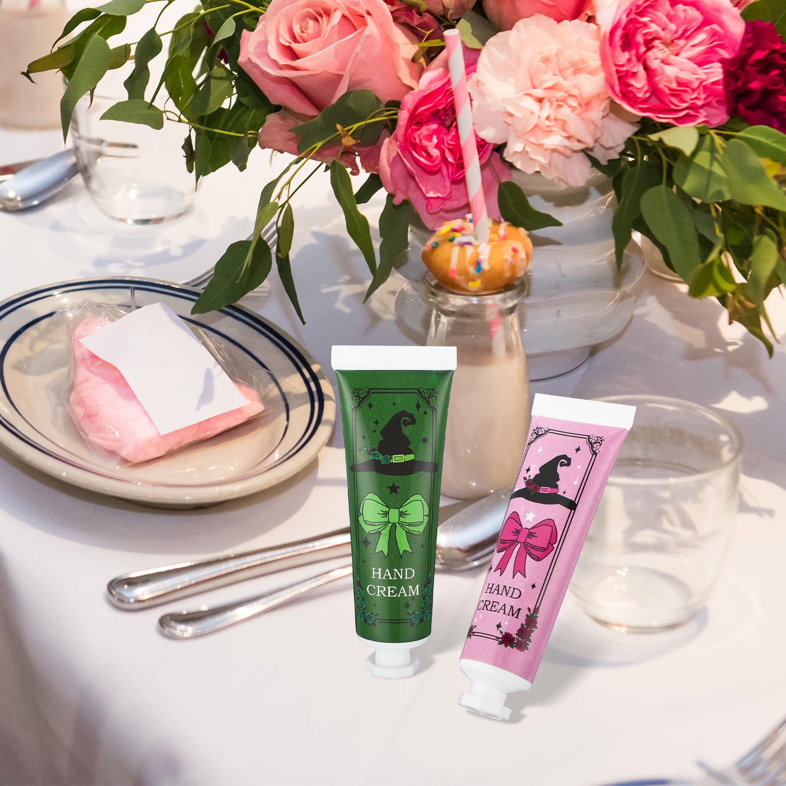 Demissle pink and green packaging close-up highlighting themed aesthetic.