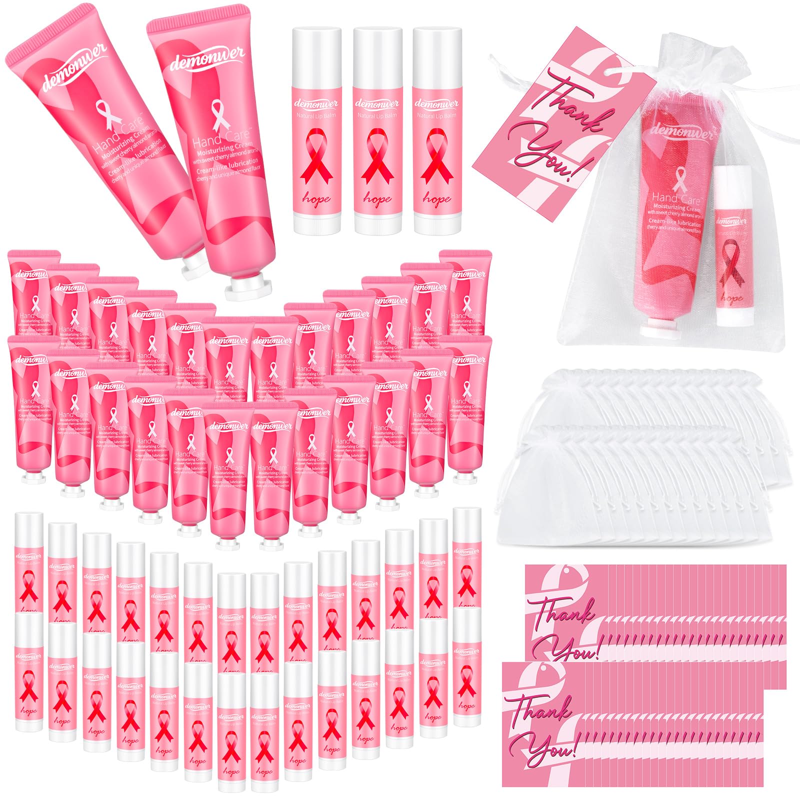 Demonwer pink ribbon hand cream enhances charity gift presentation.