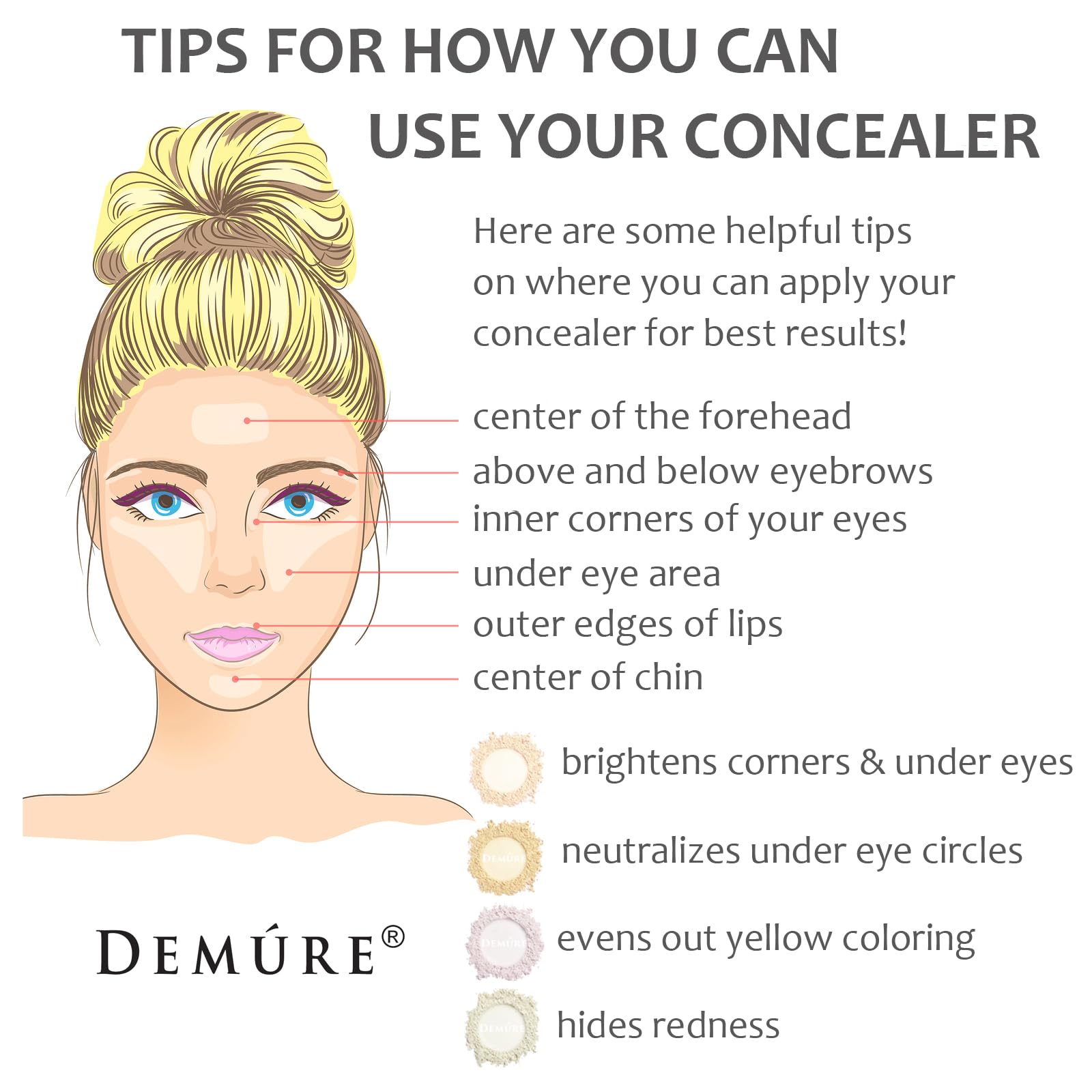 Demure Mineral Concealer daylight finish appears natural and breathable.