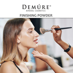 DEMÚRE powder applied to the face after foundation for extended wear.