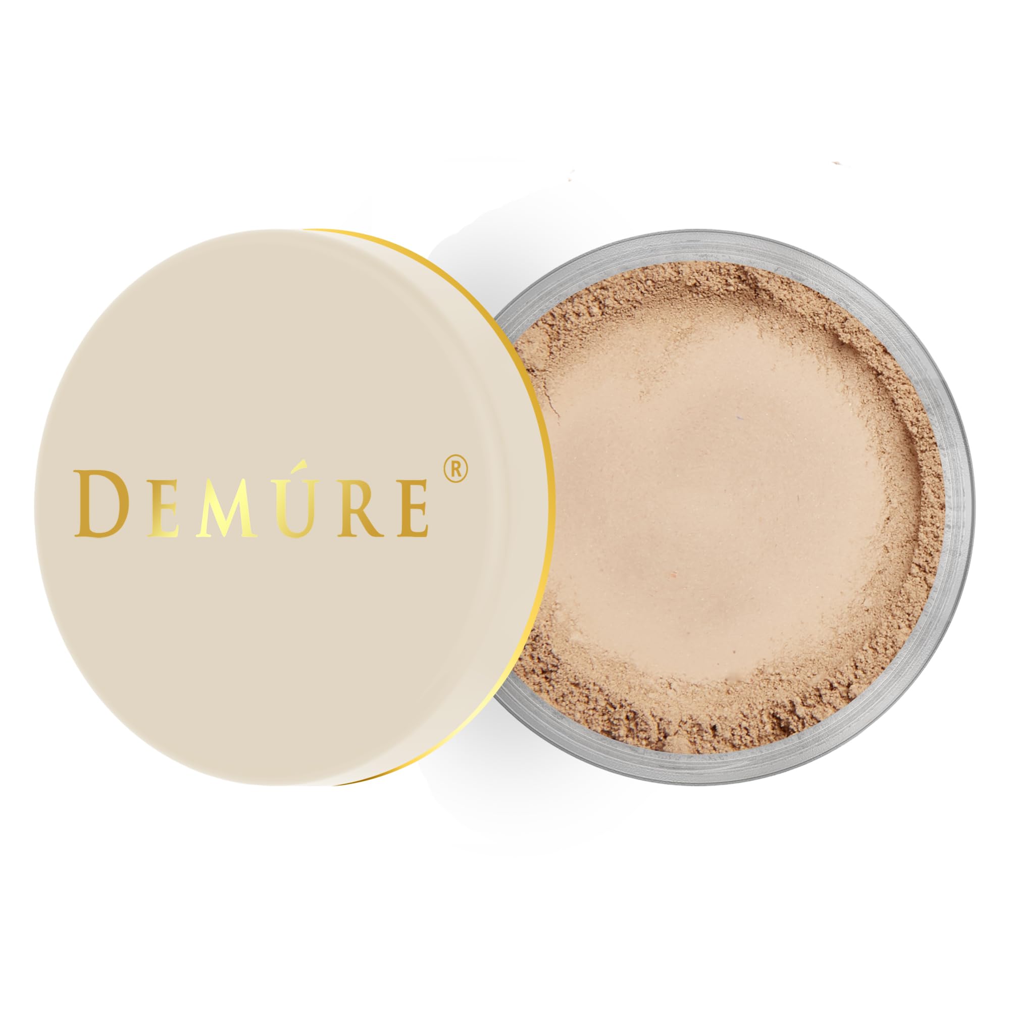 Demure Mineral Foundation bottle in medium-dark shade offers portable coverage.