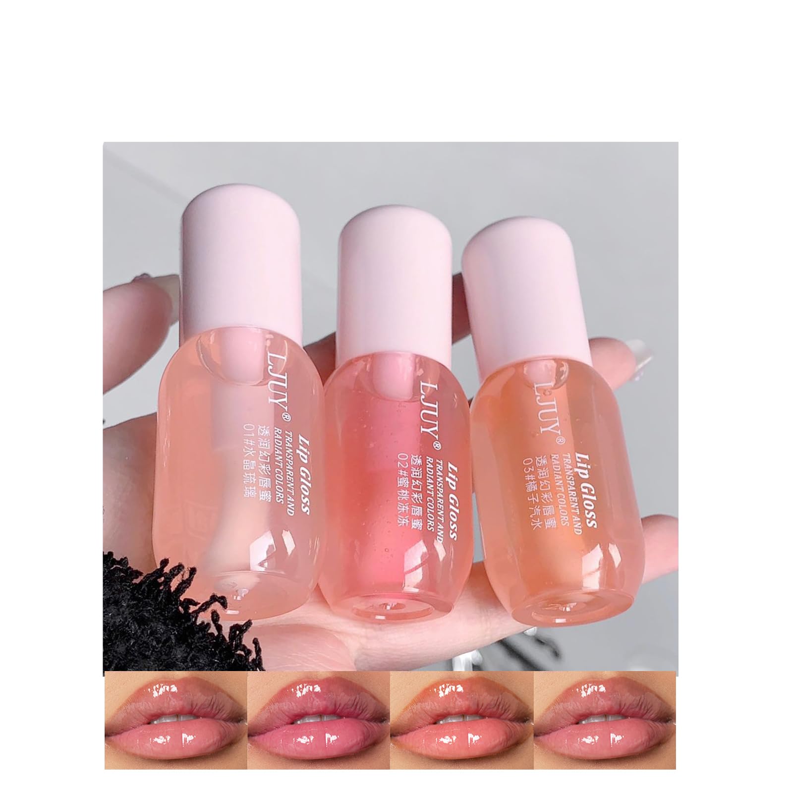 DENESTUP 3-pc lip gloss oil set packaging ideal for gifting with mint hydration