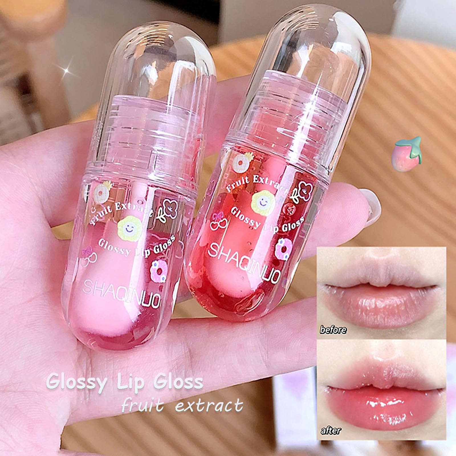 DENESTUP lip gloss oil set green grape flavor adds a refreshing shine.