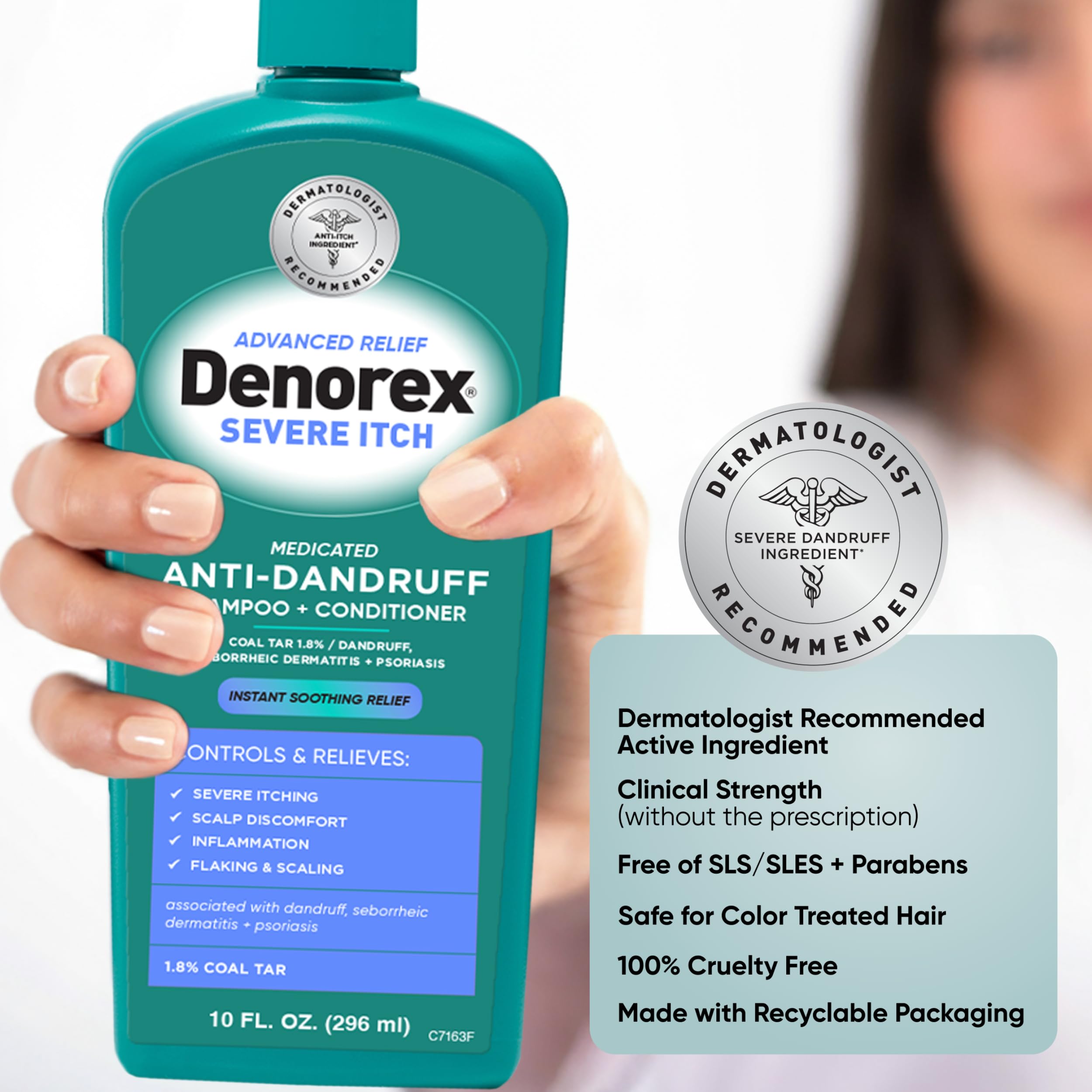 Cooling tingle visual showing instant relief with Denorex Advanced Relief