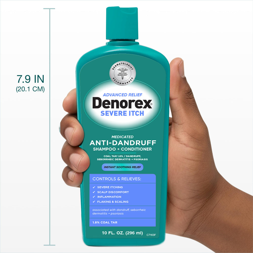 Hair appears soft and hydrated after Denorex wash