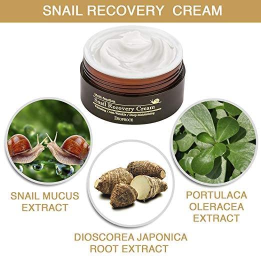 Deoproce Snail Recovery Cream suited for all skin types in a routine
