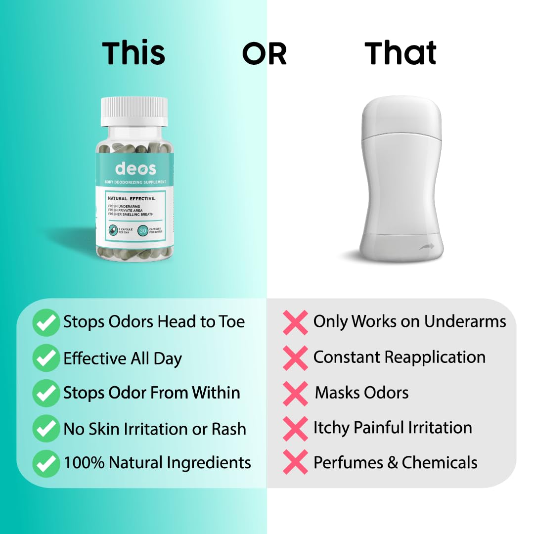 Closeup of DEOS ingredients highlighting vegan capsules.