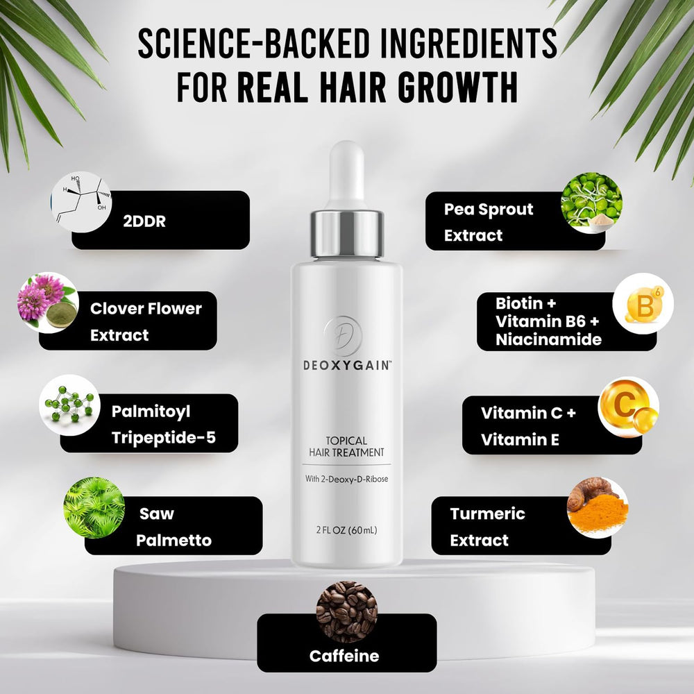 Deoxygain Hair Serum splash on scalp demonstrates fast absorption and cooling feel