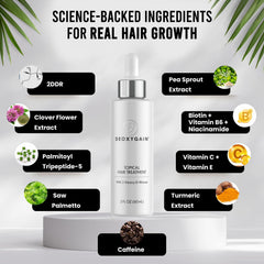 Deoxygain Hair Serum splash on scalp demonstrates fast absorption and cooling feel