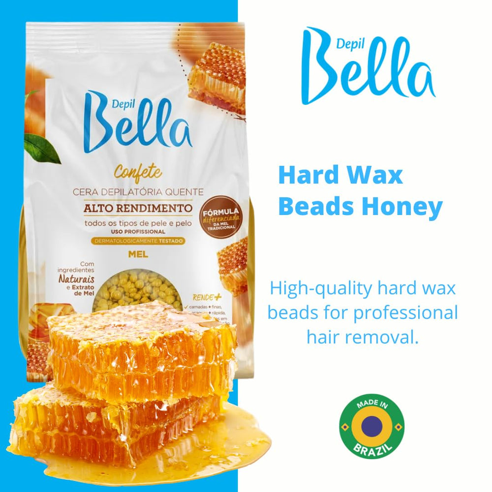 DEPIL BELLA honey wax beads melting in warmer for painless removal