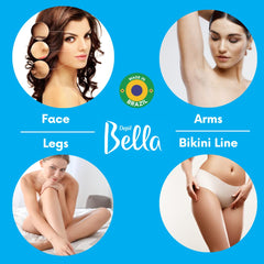 Depil Bella pink hard wax beads applied to skin for waxing.