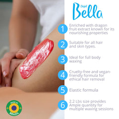 Depil Bella pink hard wax beads melting in warmer ready for use.
