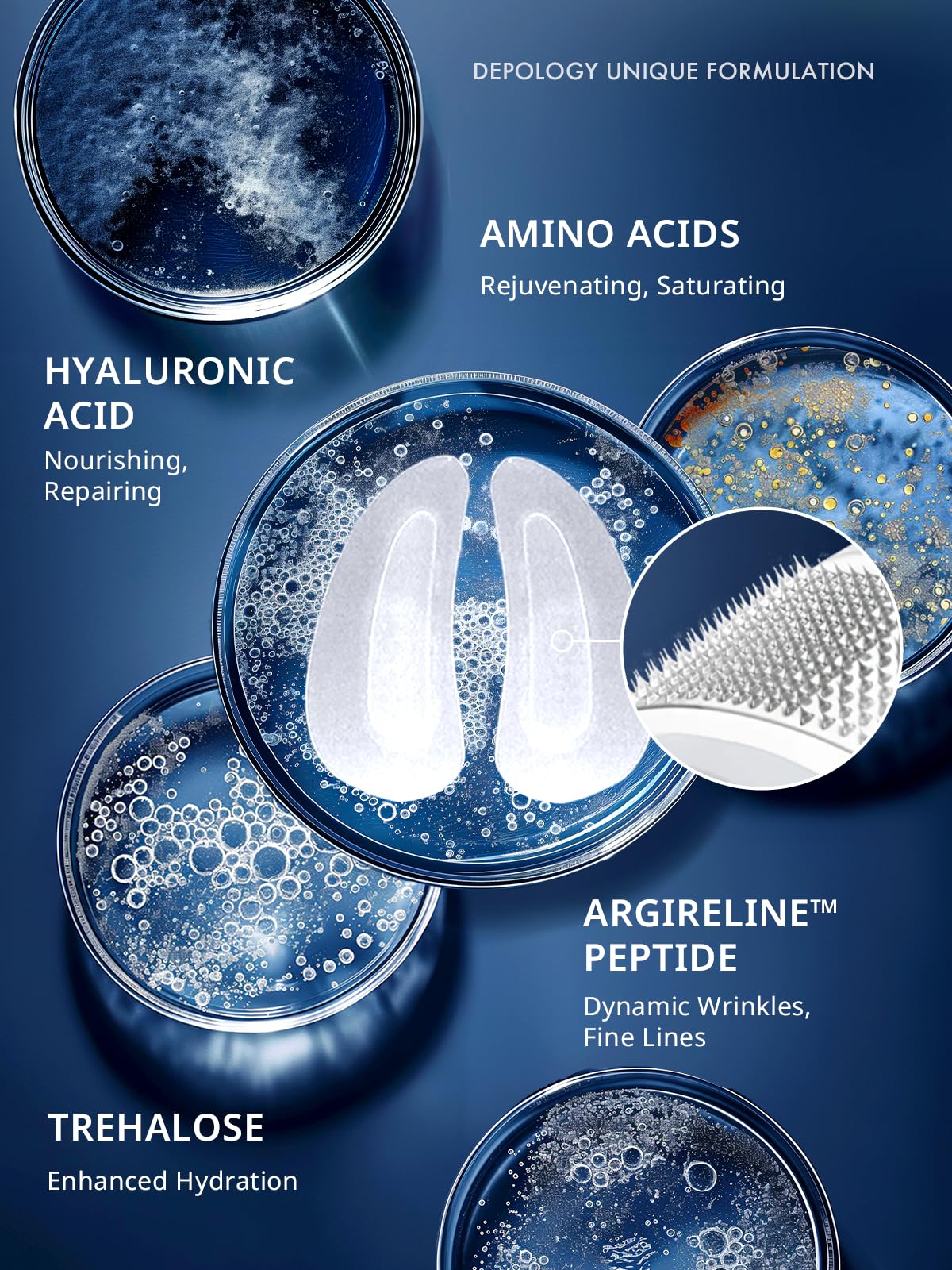 Depology Deepcare+ micro-dart patch dissolving to release serum.