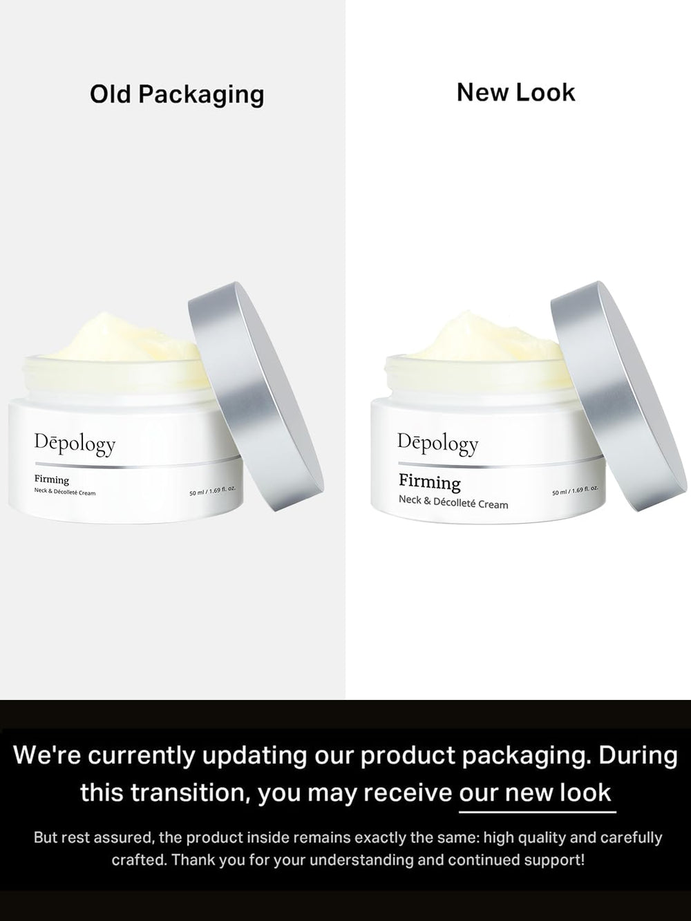 Depology elasticity-boosting neck-area close-up hints at firmer feel.