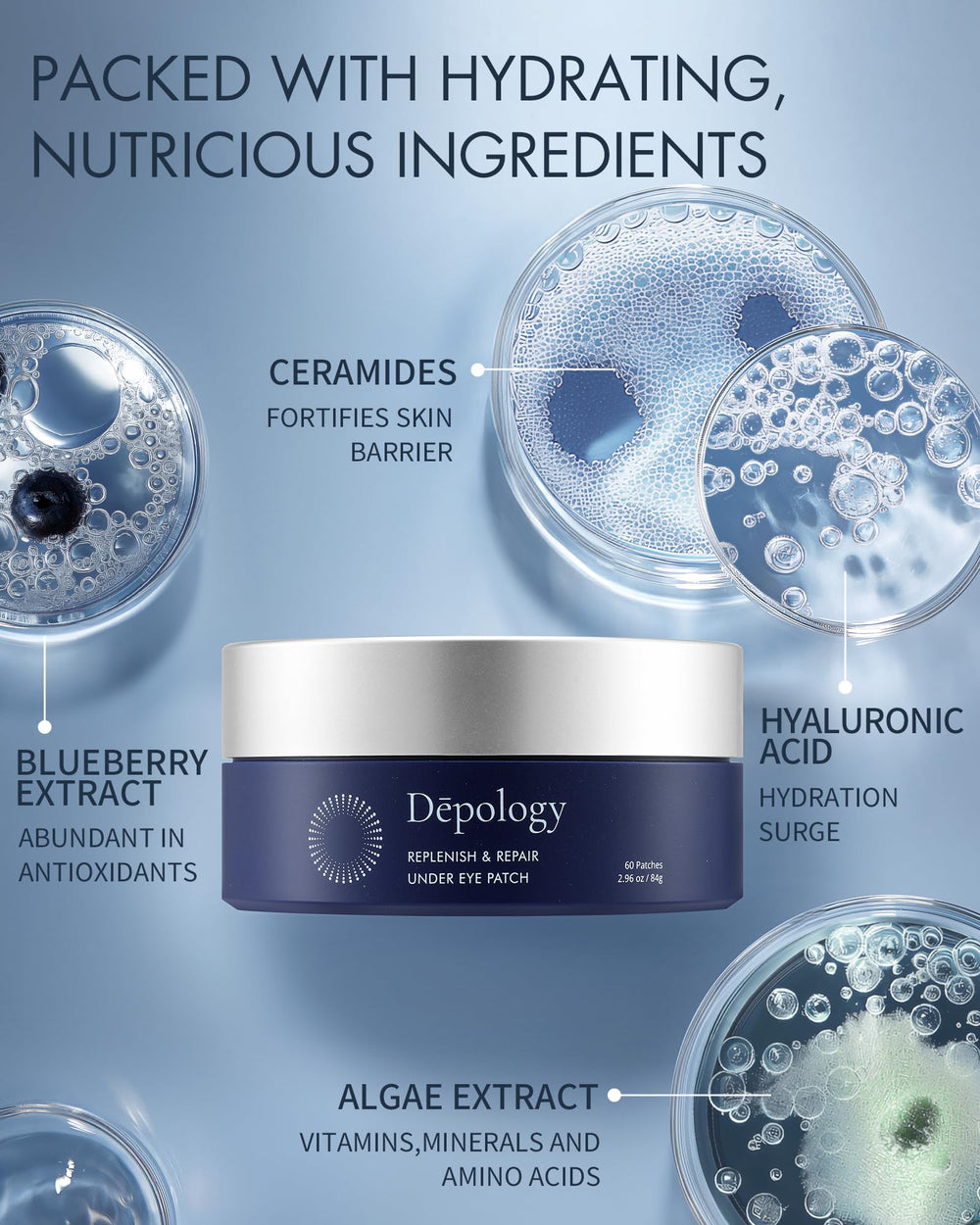 depology eye patches with botanical extracts and seaweed for soothing care