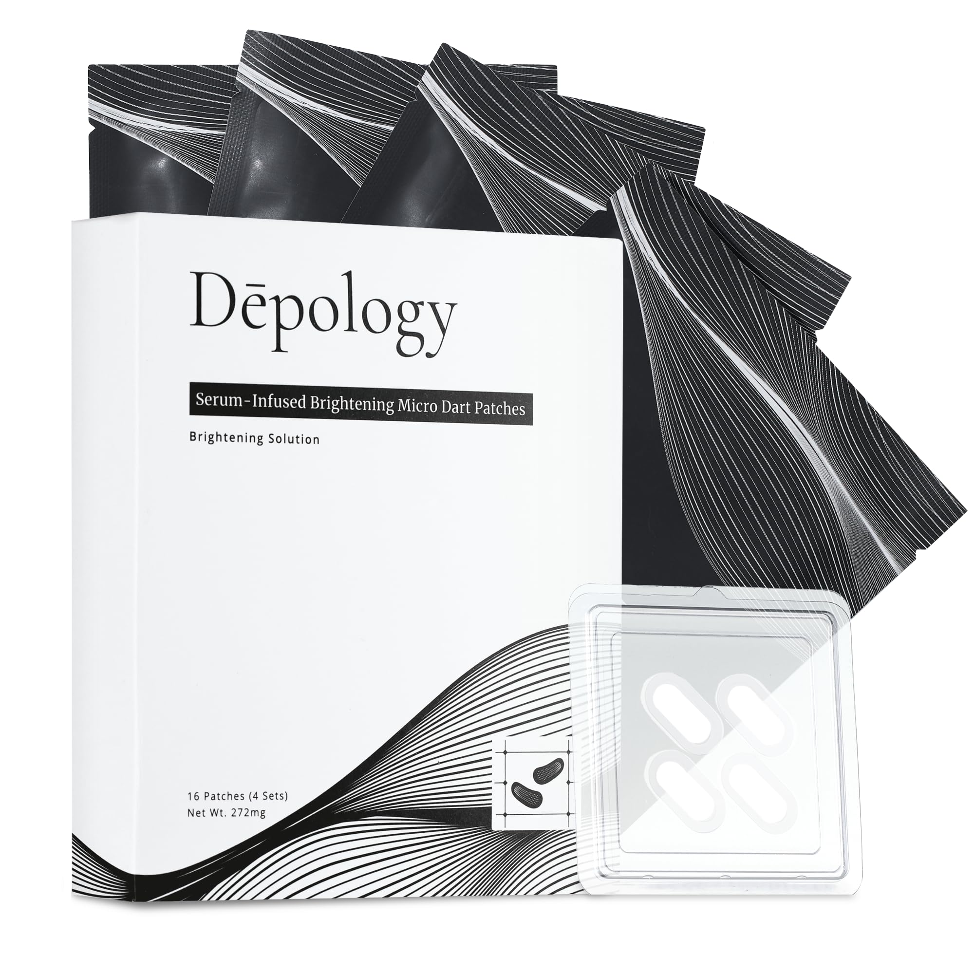 depology Serum-Infused Micro Dart Patches packaging illustrates easy at-home skincare