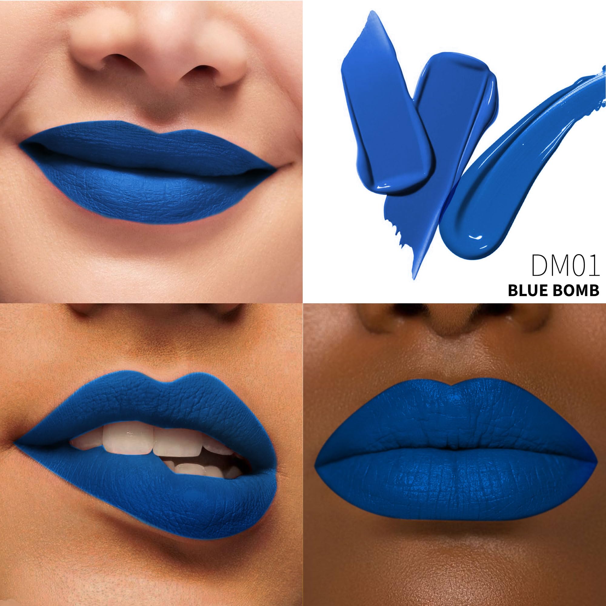 Depuplum Blue Bomb lipstick with precise flocked-tip applicator.