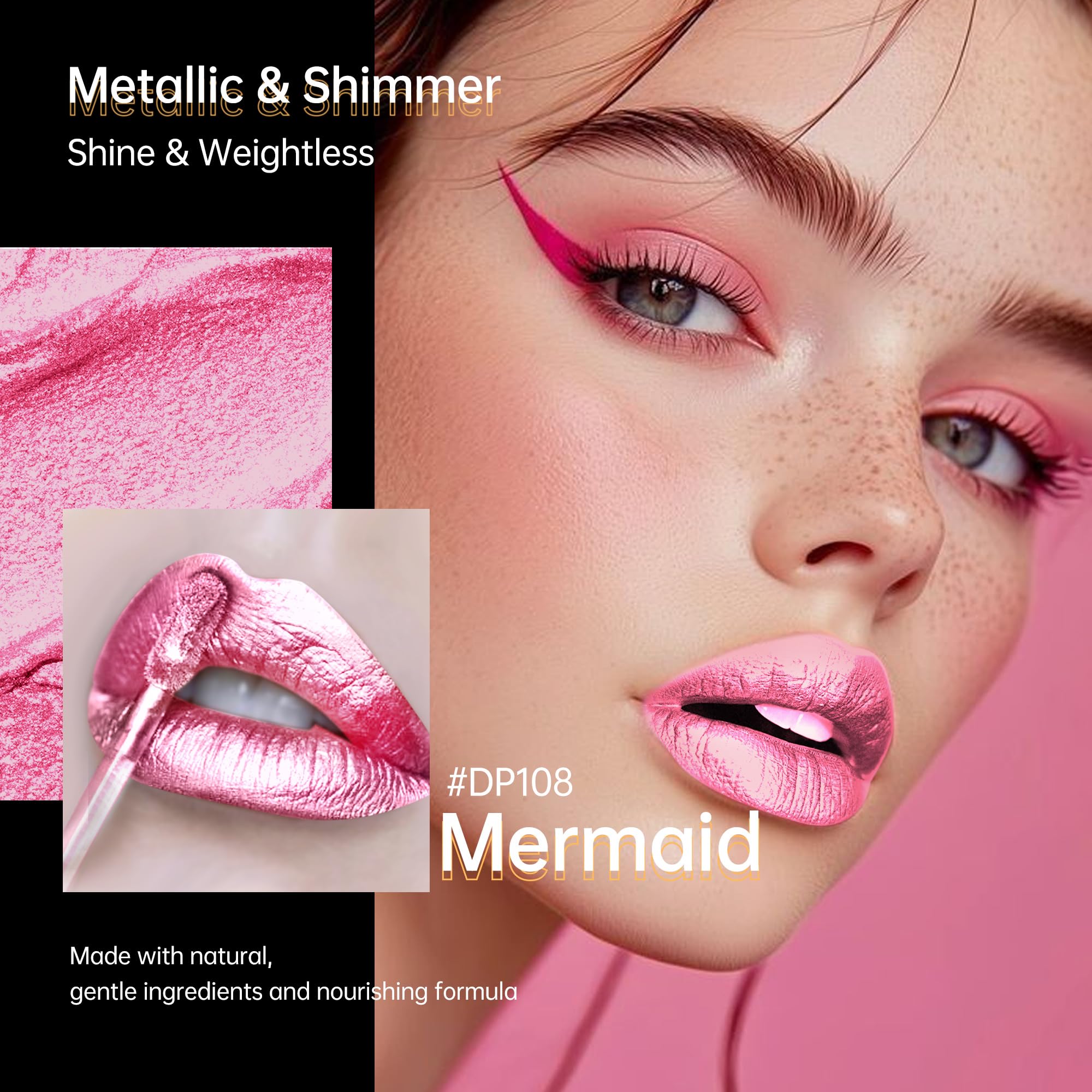 Depuplum dual-effect lipstick offers thin shimmer or bold metallic layers.