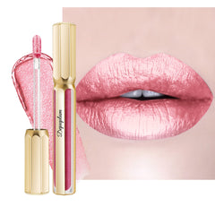 Depuplum light pink lipstick cap shot showing a luminous metallic finish for day wear