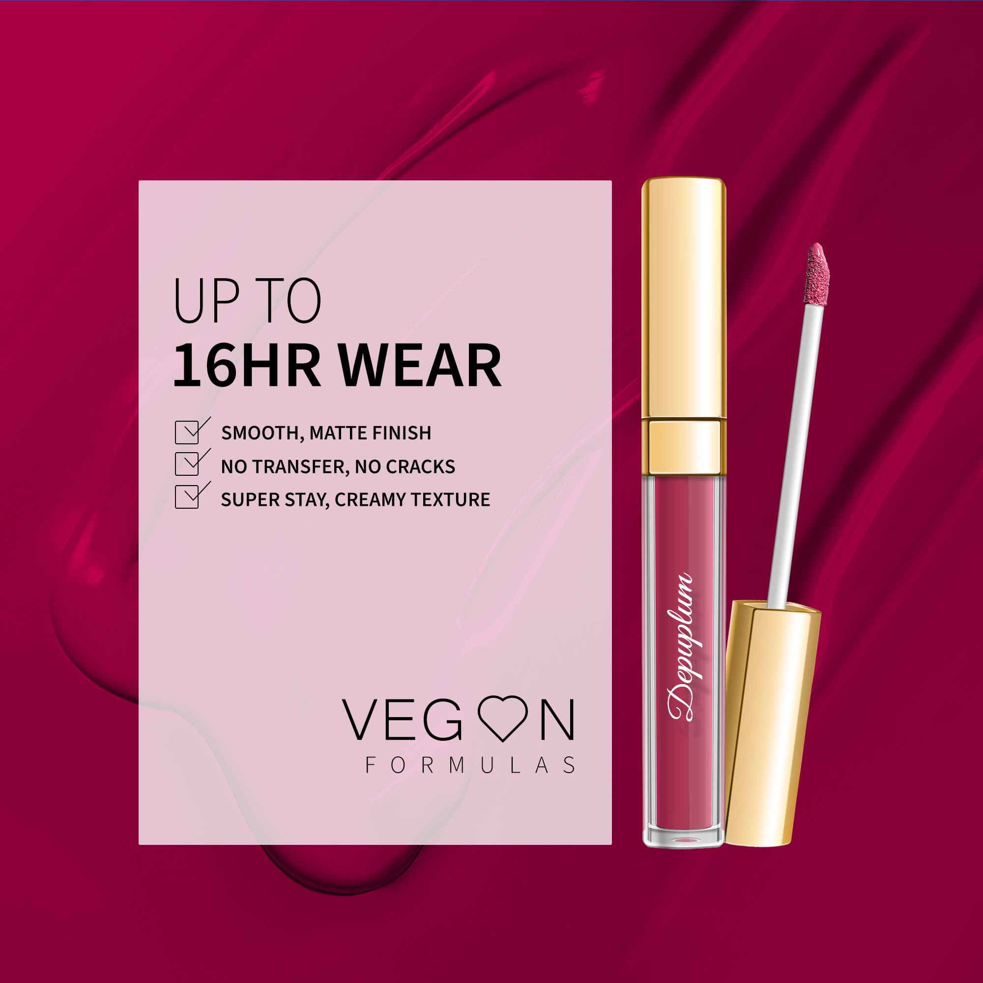 Depuplum DM07 Magenta Love lipstick with rose essential oil nourishment for lips softly.