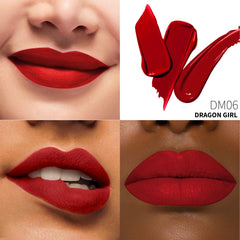 Depuplum DM05 red shade swatch with bold, transfer-free wear.