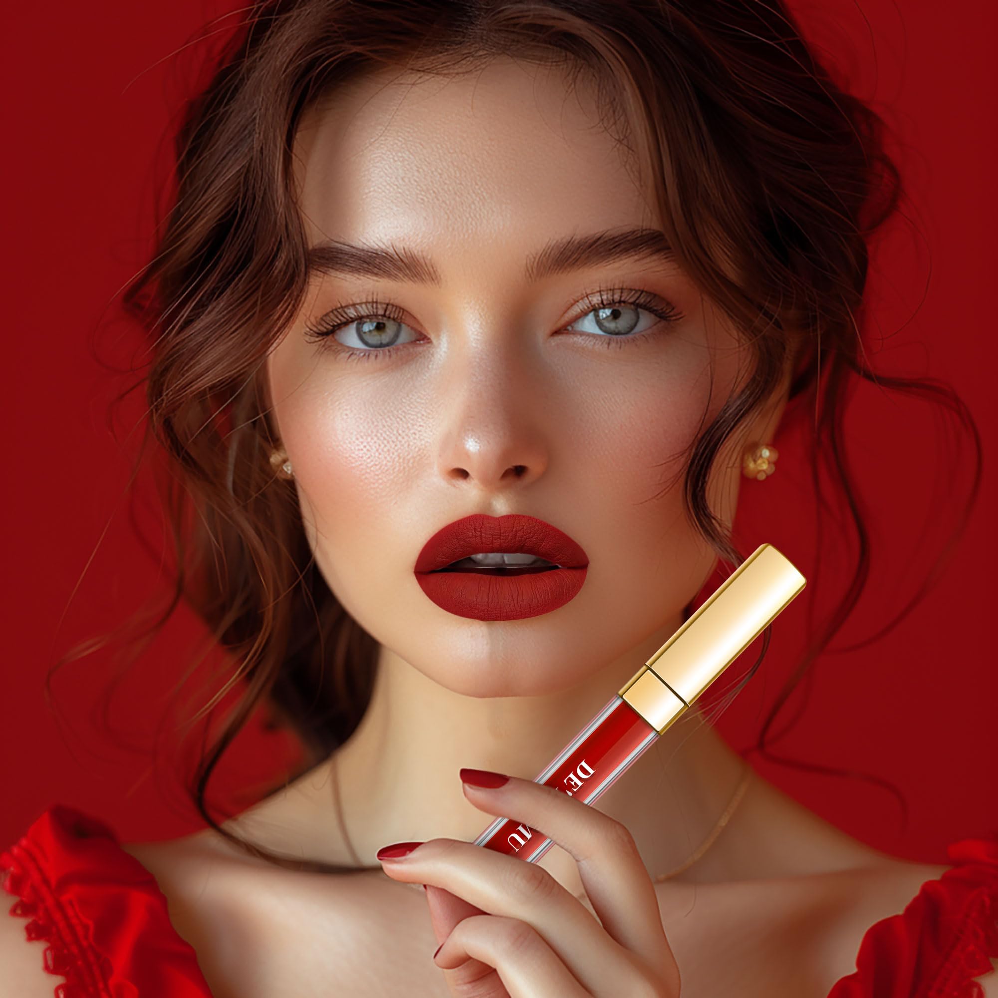 Depuplum packaging highlights rose oil and vitamin E benefits.