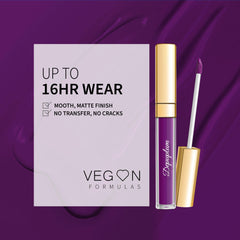 Depuplum Purple Crystal close-up shows velvety matte texture on lips.