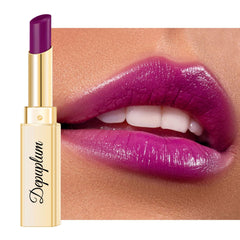 Depuplum Purple Lipstick texture close-up showing creamy, non-sticky hydration.