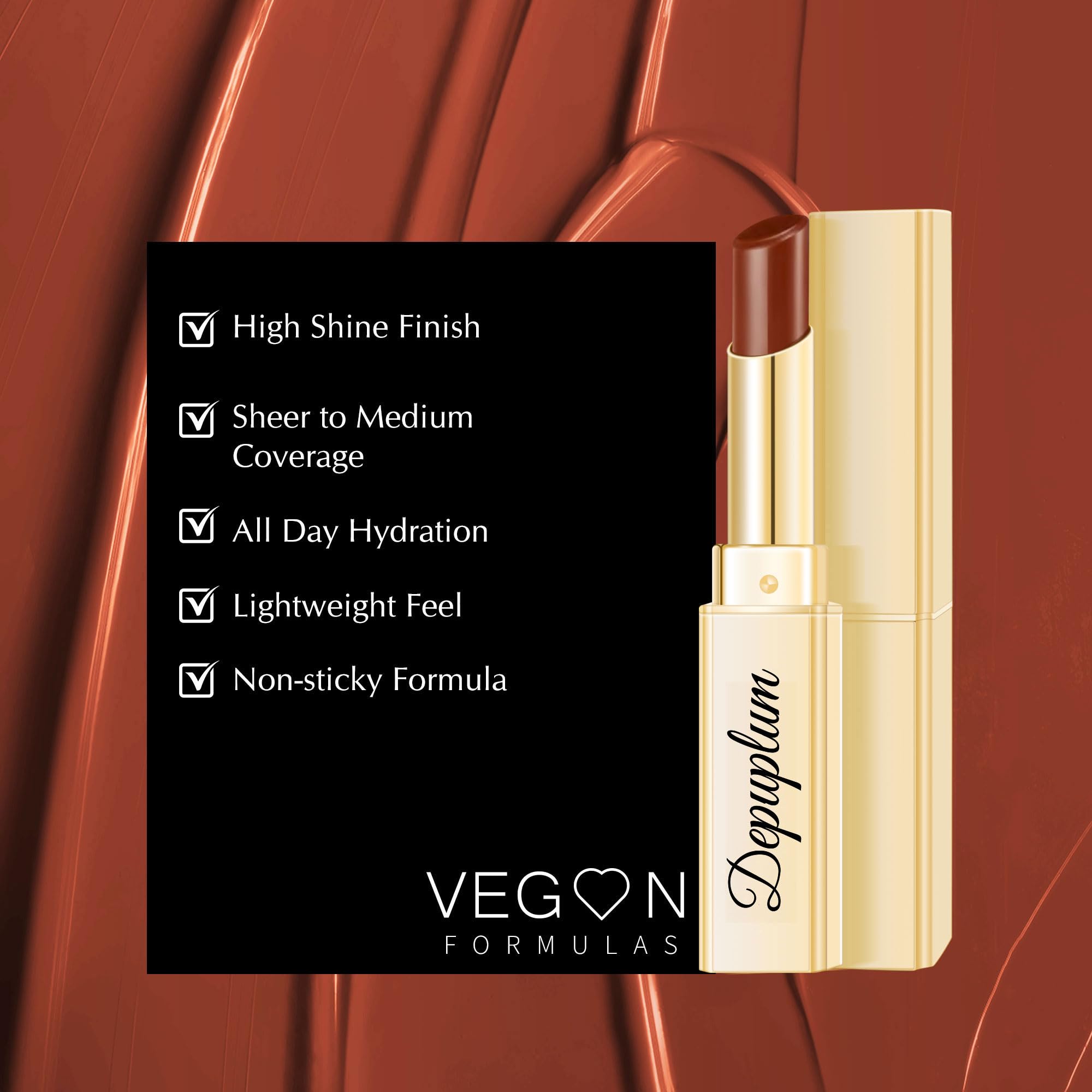 Depuplum Reddish Lipstick luxurious shade range suits multiple skin tones.