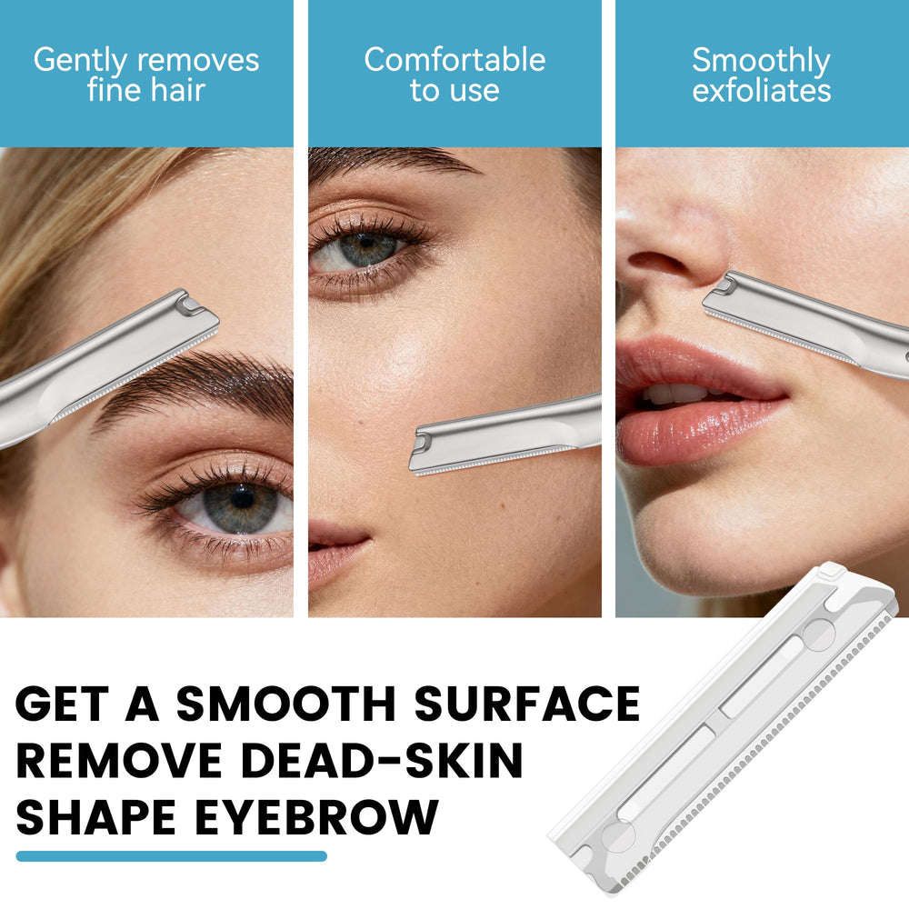 Derloyo easy grooming illustration highlighting simple eyebrow shaping steps.
