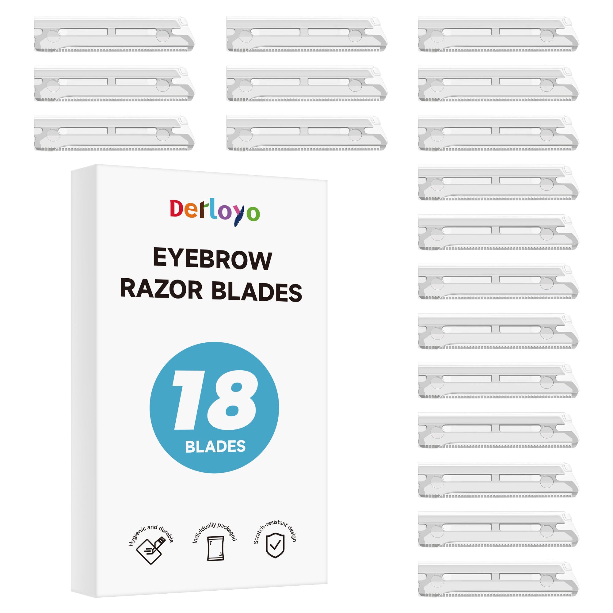 Derloyo eyebrow razor blade refill 18-pack for easy, precise grooming.