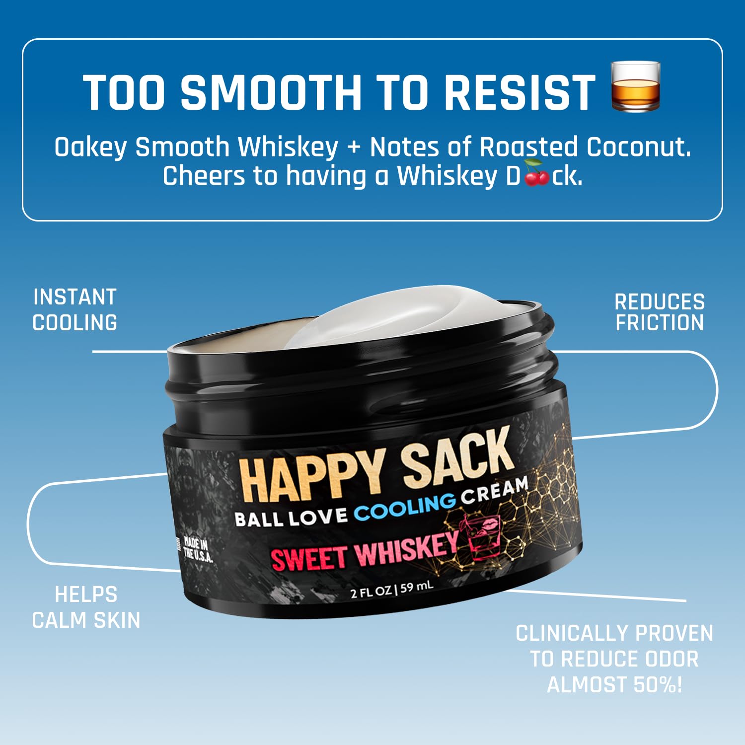 Packaging closeup of Derm Dude Happy Sack Ball shows sleek tube and clean labeling
