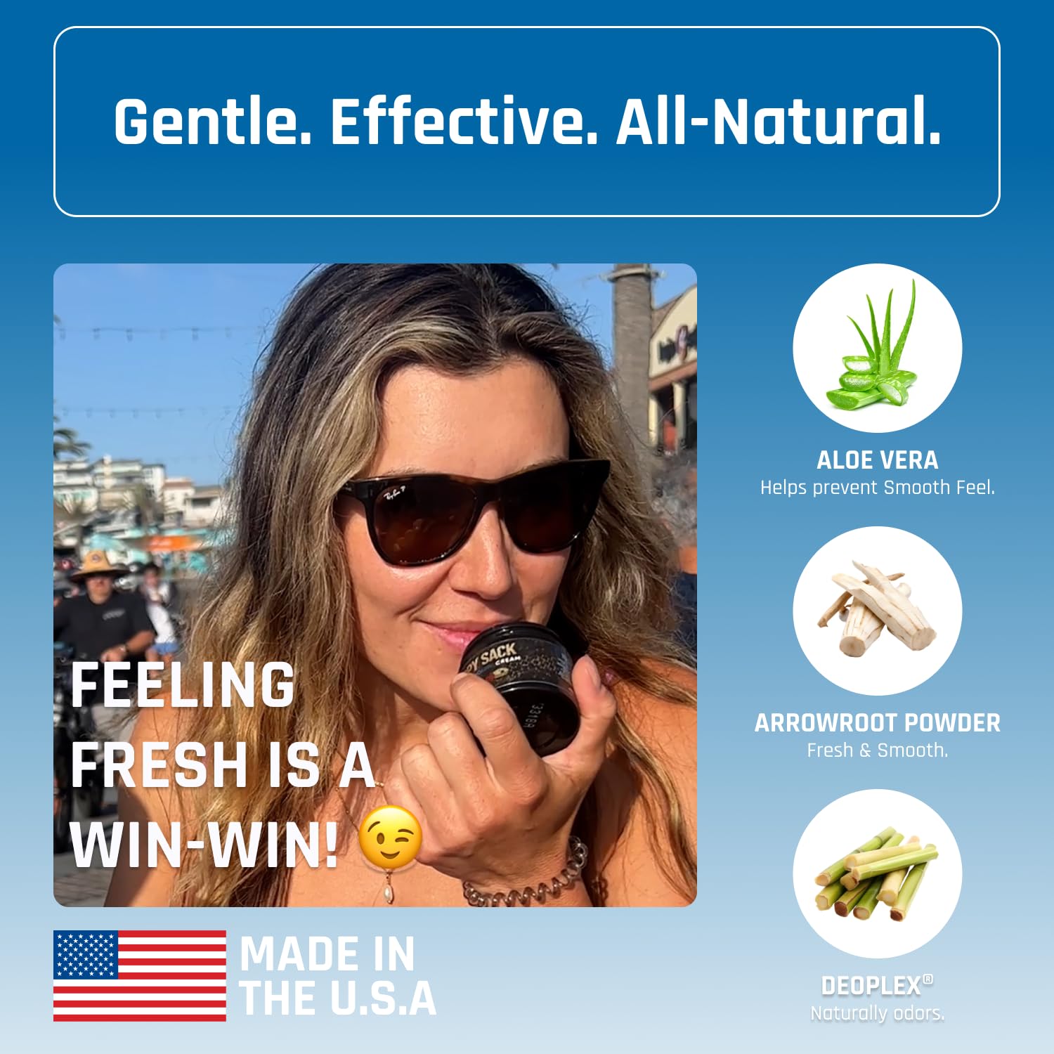 Derm Dude Happy Sack Ball soothing ingredients like aloe and cucumber support skin comfort
