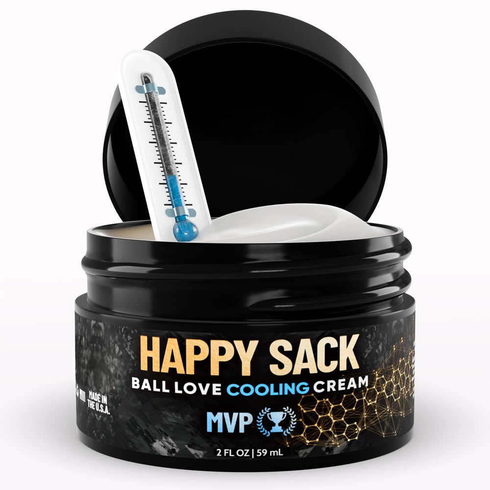 Derm Dude Happy Sack bottle highlights aluminum-free MVP scent for all-day freshness.
