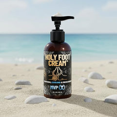 Derm Dude Holy Foot Cream cap highlights easy, mess-free pump for quick application.