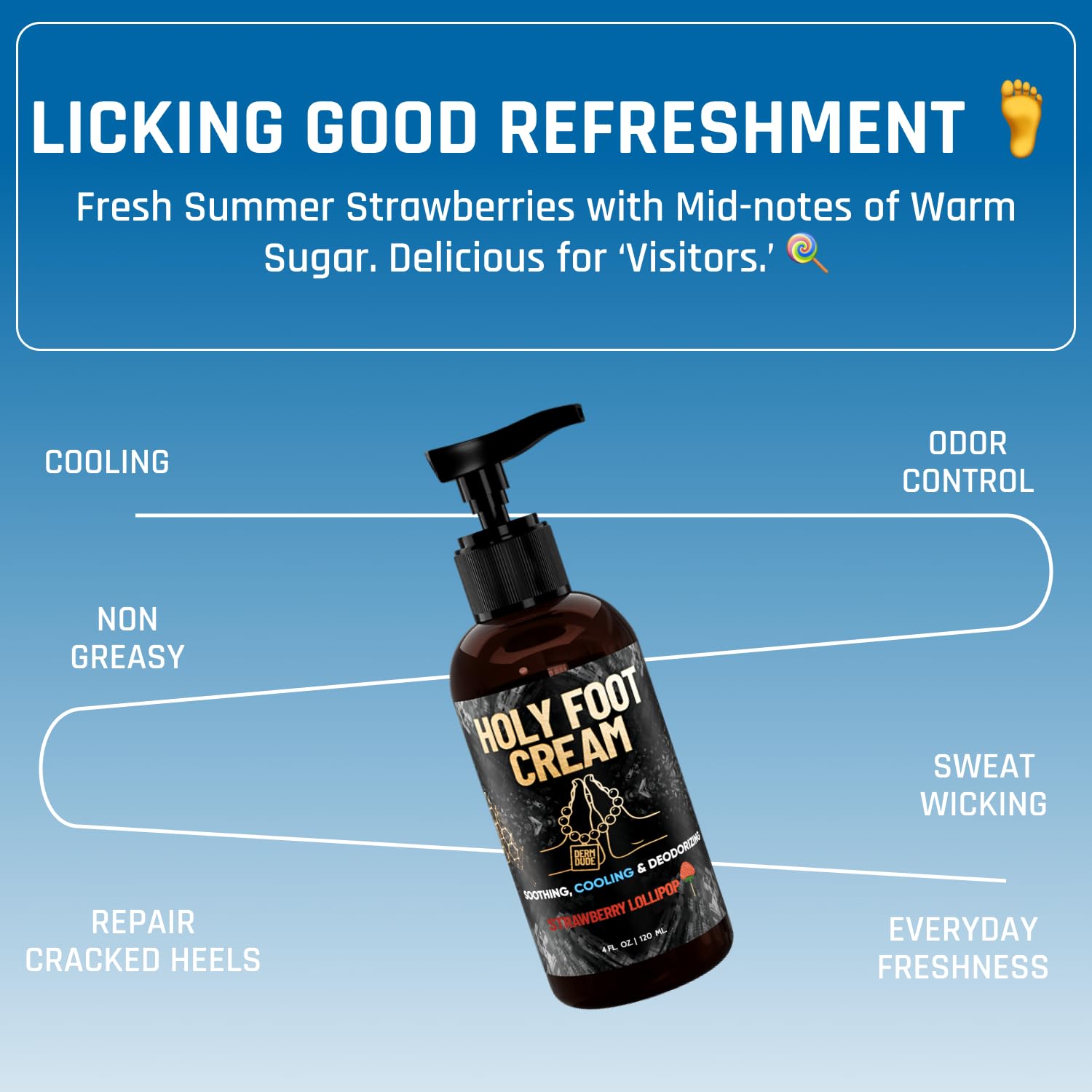 Derm Dude Holy Foot Cream applied to skin for smooth hydration