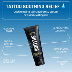 Derm Dude Tattoo Aftercare Gel applying with hand demonstrates easy, mess-free relief
