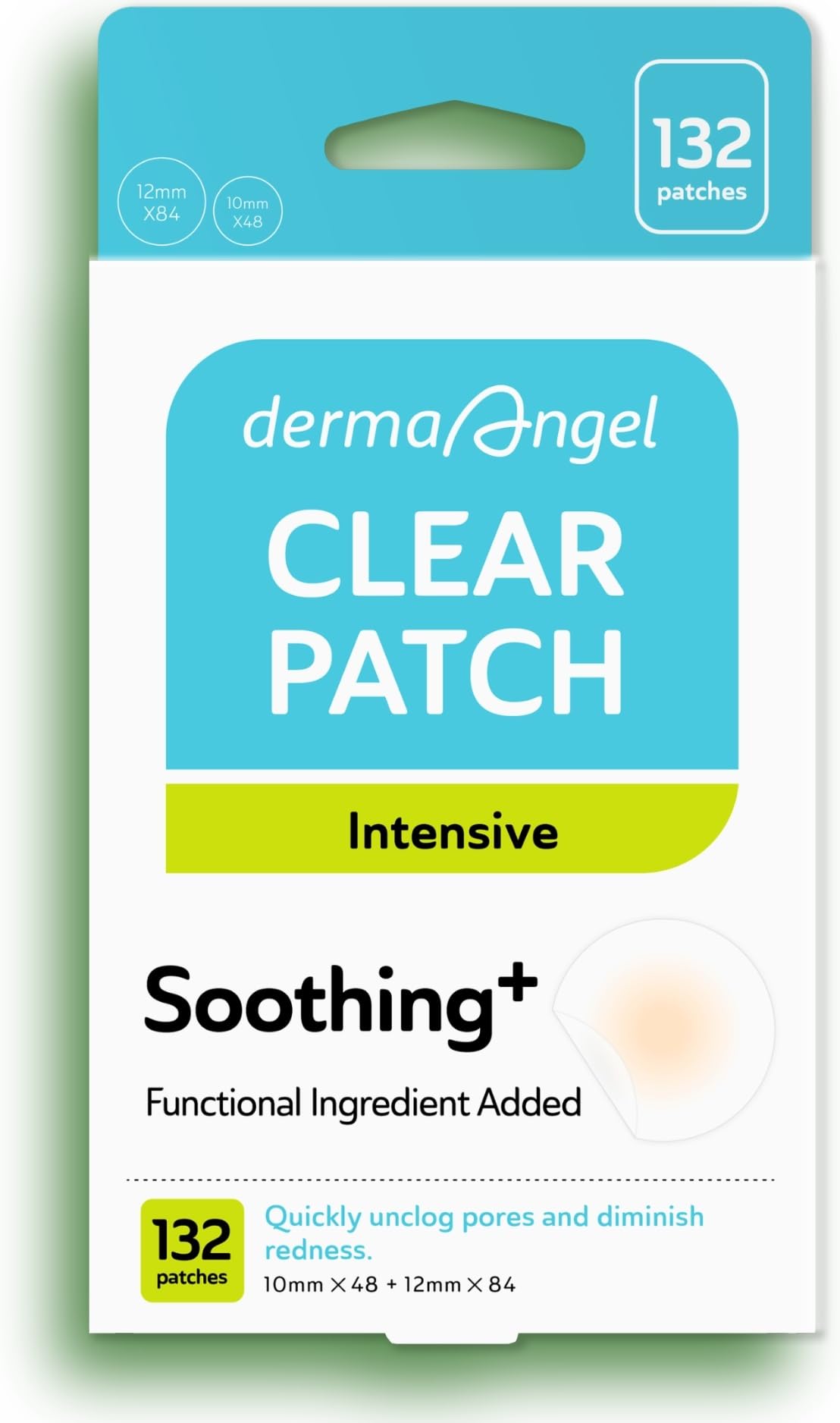 DERMA ANGEL invisible hydrocolloid patch on cheek for near-invisible blemish care