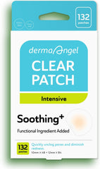 DERMA ANGEL invisible hydrocolloid patch on cheek for near-invisible blemish care