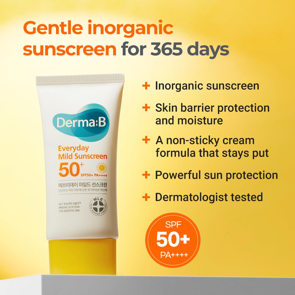 Derma B Everyday Mild Sunscreen texture close-up highlights a light, non-sticky lotion texture.