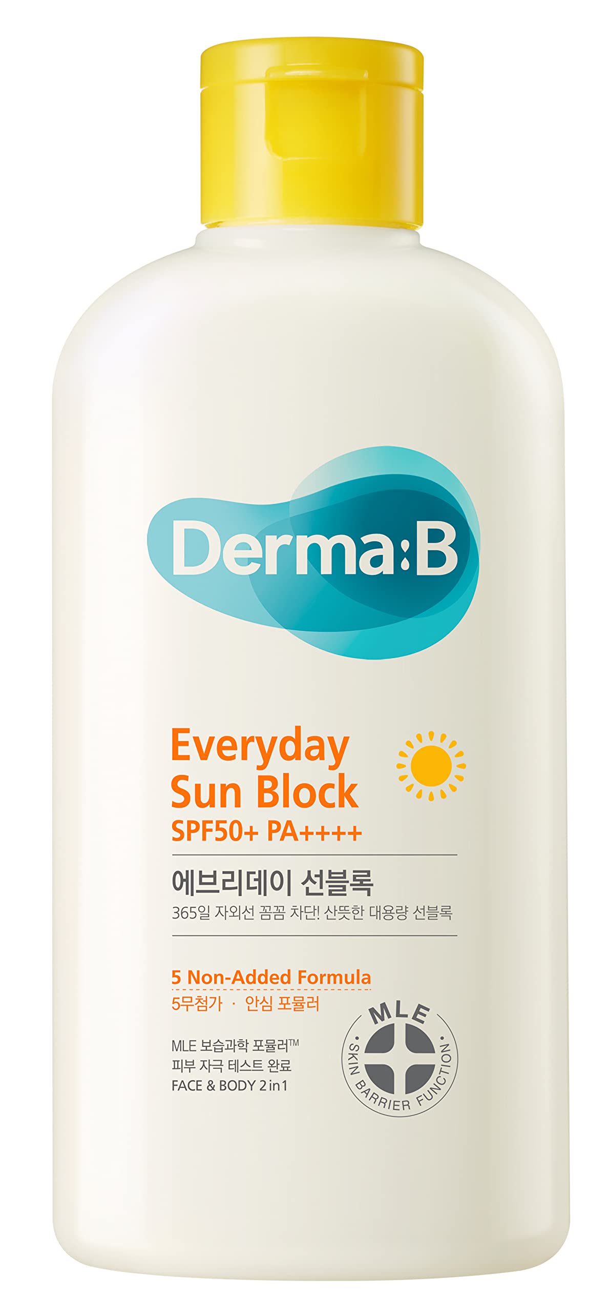 Derma B Everyday Sun Block bottle offering SPF50+ protection for face and body