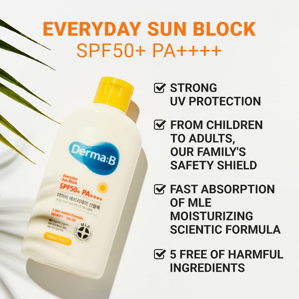 Derma B Everyday Sun Block bottle with brisk green sandalwood scent