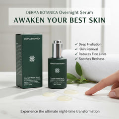 Derma Botanica Sérum Nuit, gouttes visibles, hydratation en profondeur pendant le sommeil