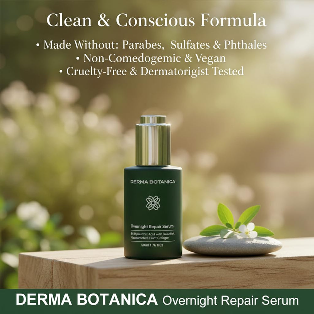 Derma Botanica Sérum Nuit, main appliquant 2-3 gouttes, absorption rapide et agréable