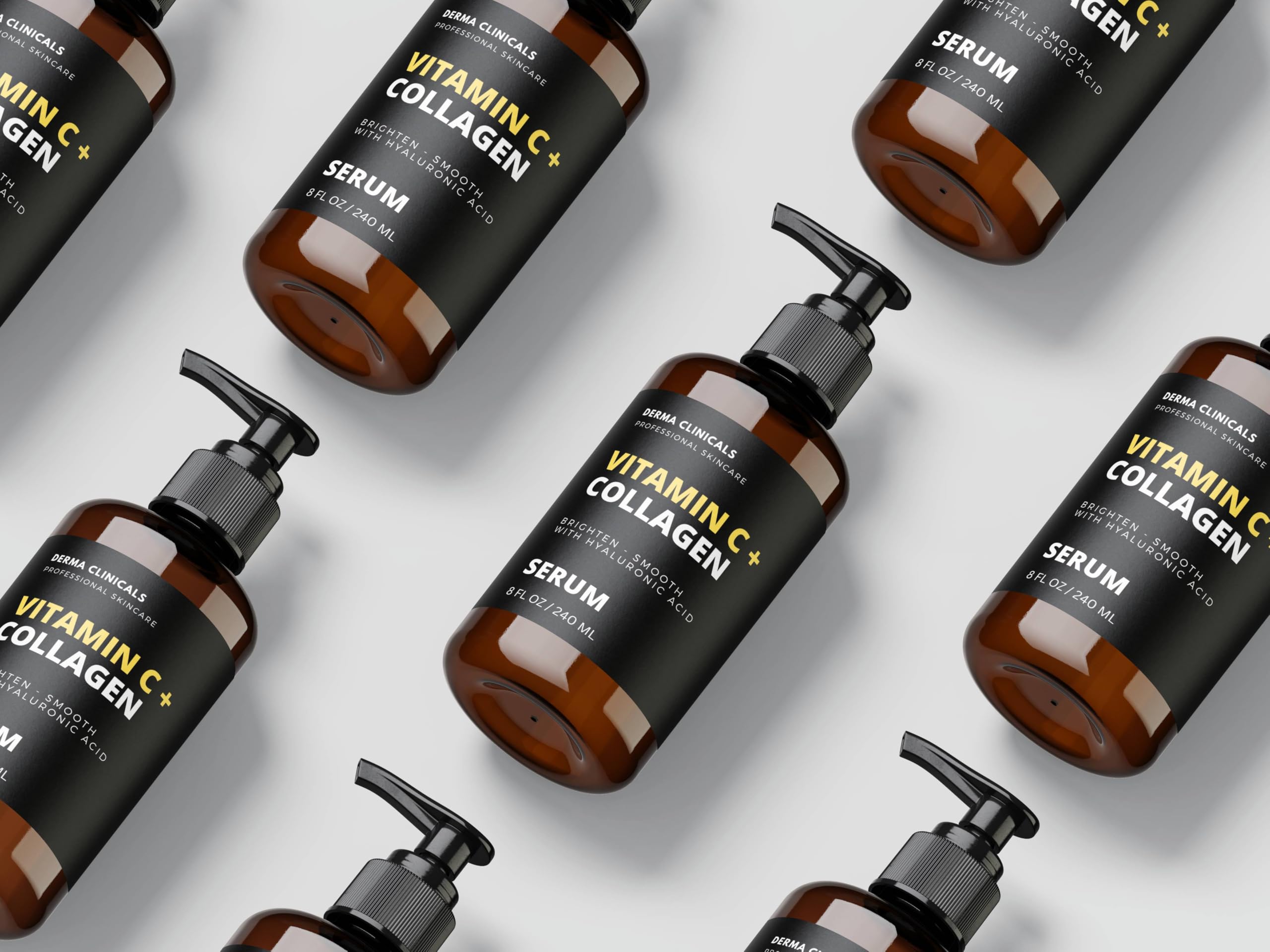 Derma Clinicals Vitamin C Serum bottle on shelf demonstrates USA-made packaging