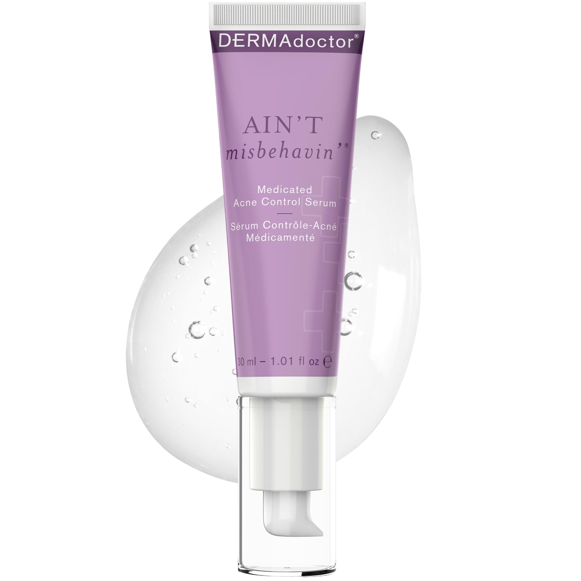 DERMAdoctor Ain't Misbehavin serum bottle for daily acne control