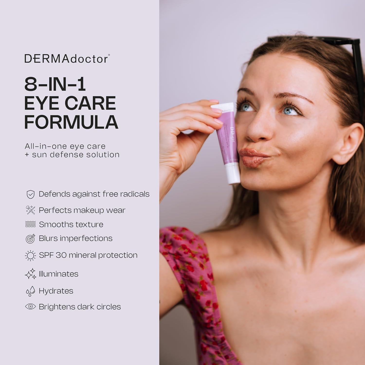 DERMAdoctor caffeine eye cream reduces under-eye puffiness for refreshed, awake-looking eyes.