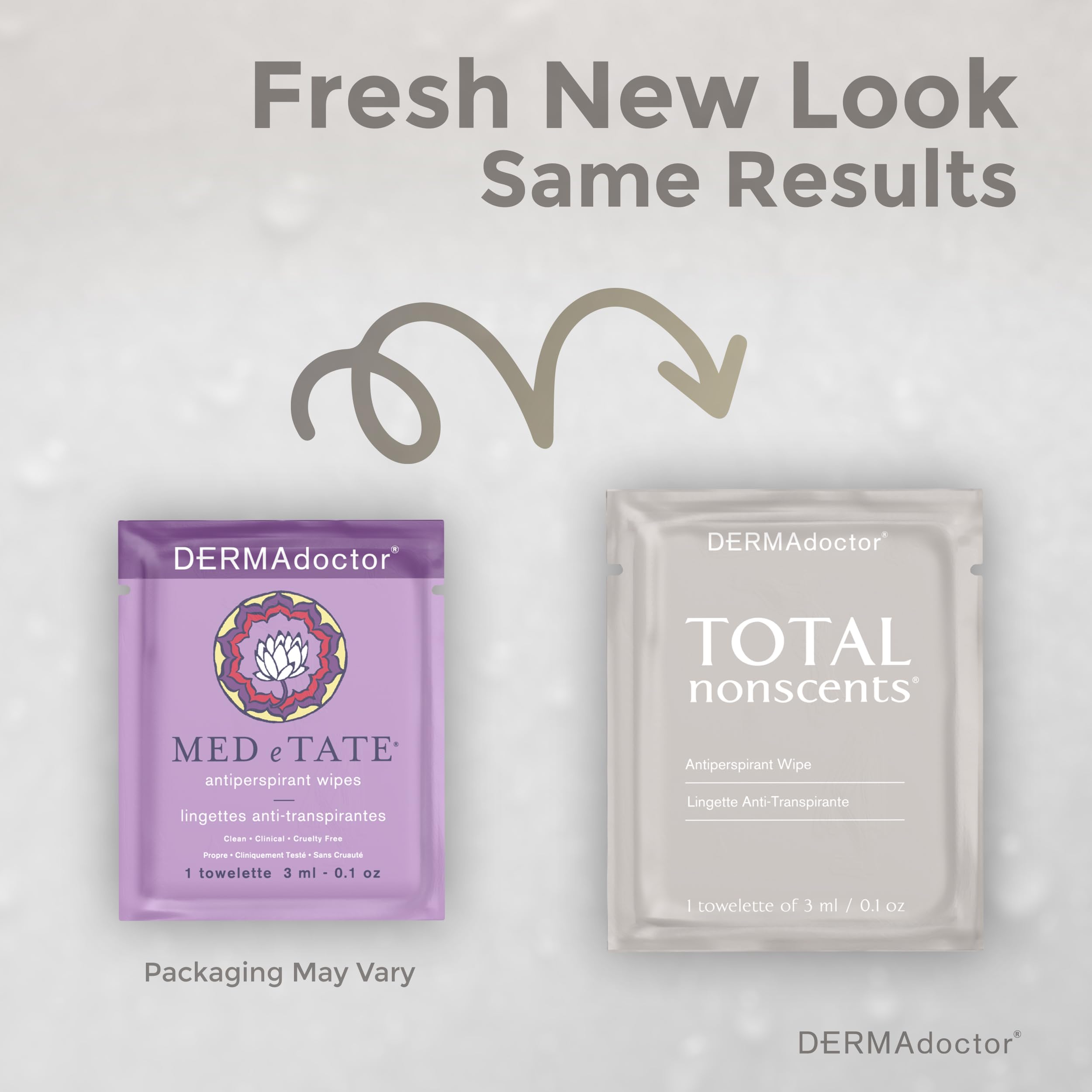 Hypoallergenic DERMAdoctor wipes formulated for sensitive skin with antiperspirant action.