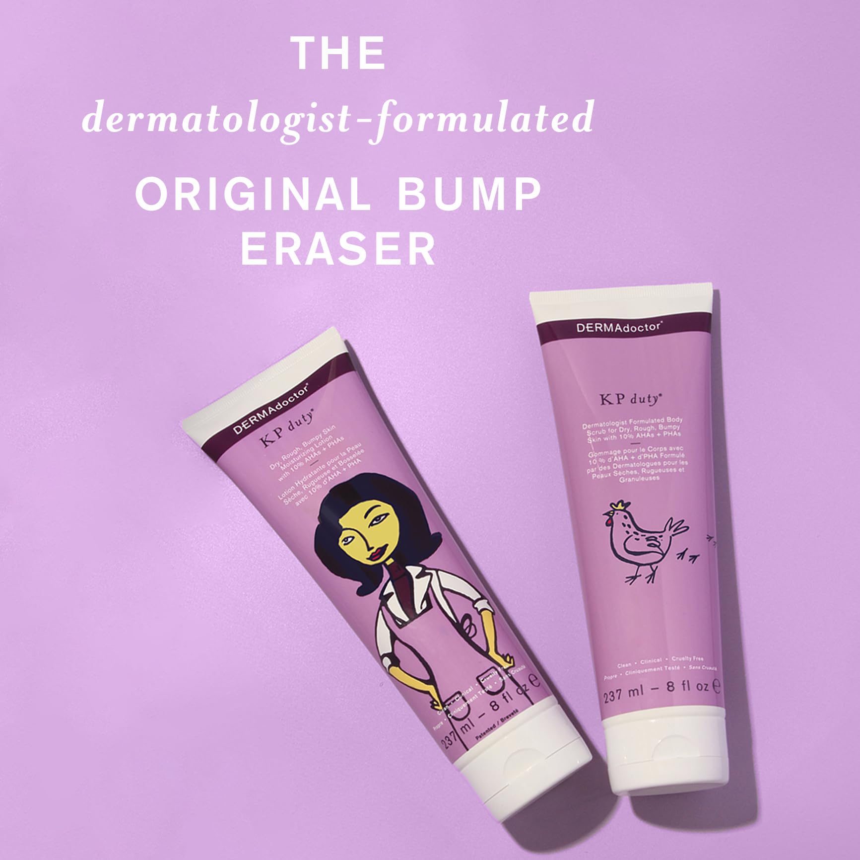 DERMAdoctor KP Bump Eraser lotion close-up highlights ceramide-rich cream.